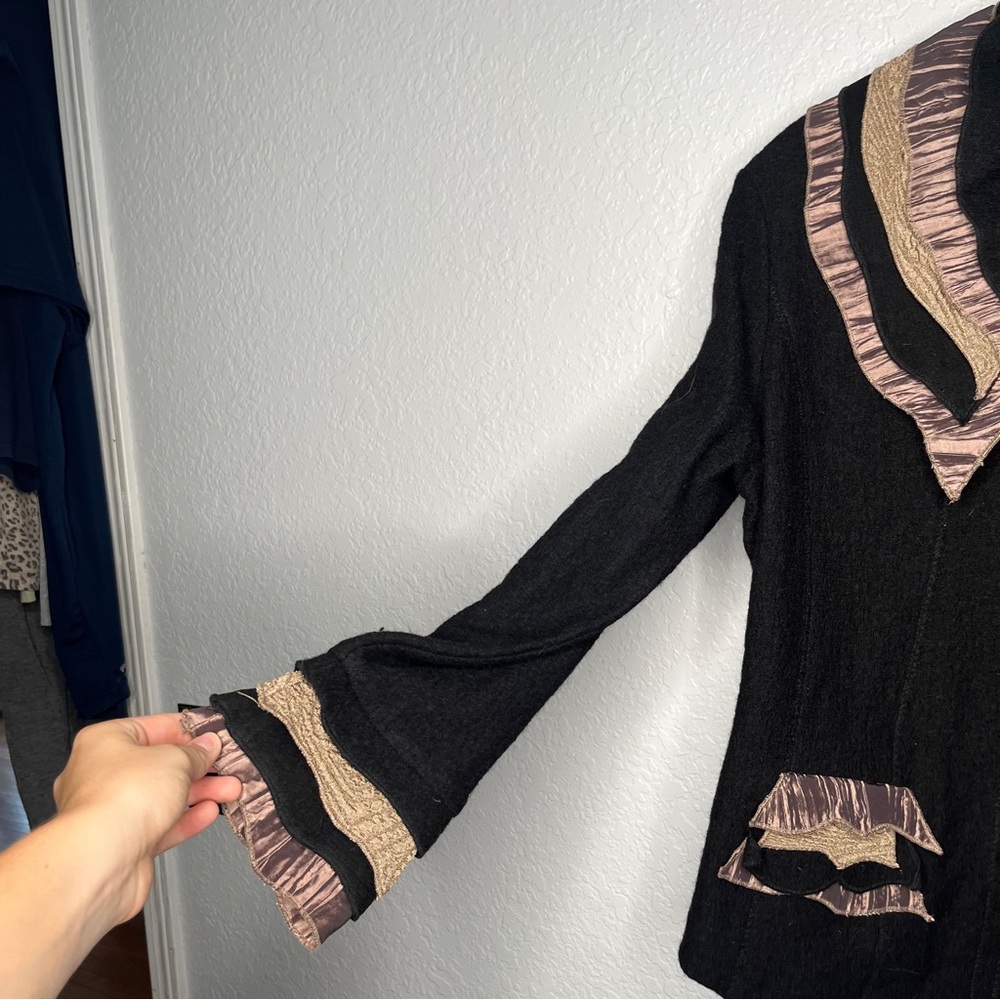 Carson Ruffle Asymmetrical Wool Button Jacket Lin… - image 5